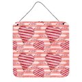 Micasa Watercolor Red Striped Hearts Wall or Door Hanging Prints6 x 6 in. MI231252